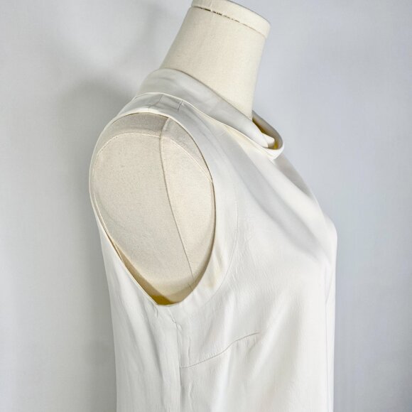 Massimo Dutti - Ivory Satin Sleevless Keyhole Lined Shift Dress - Picture 3 of 6